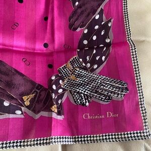 Vintage Christian DIOR Handkerchief Small Scarf Neck Hair Cotton Gloves NWOT